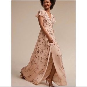 New Anthropologie BHLDN Plymouth Wrap Dress Blush
